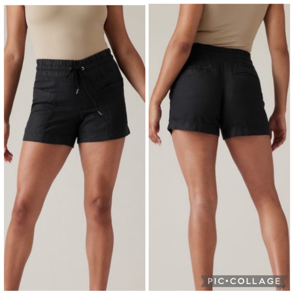 Athleta Cabo Linen 4” Black Shorts Size 8